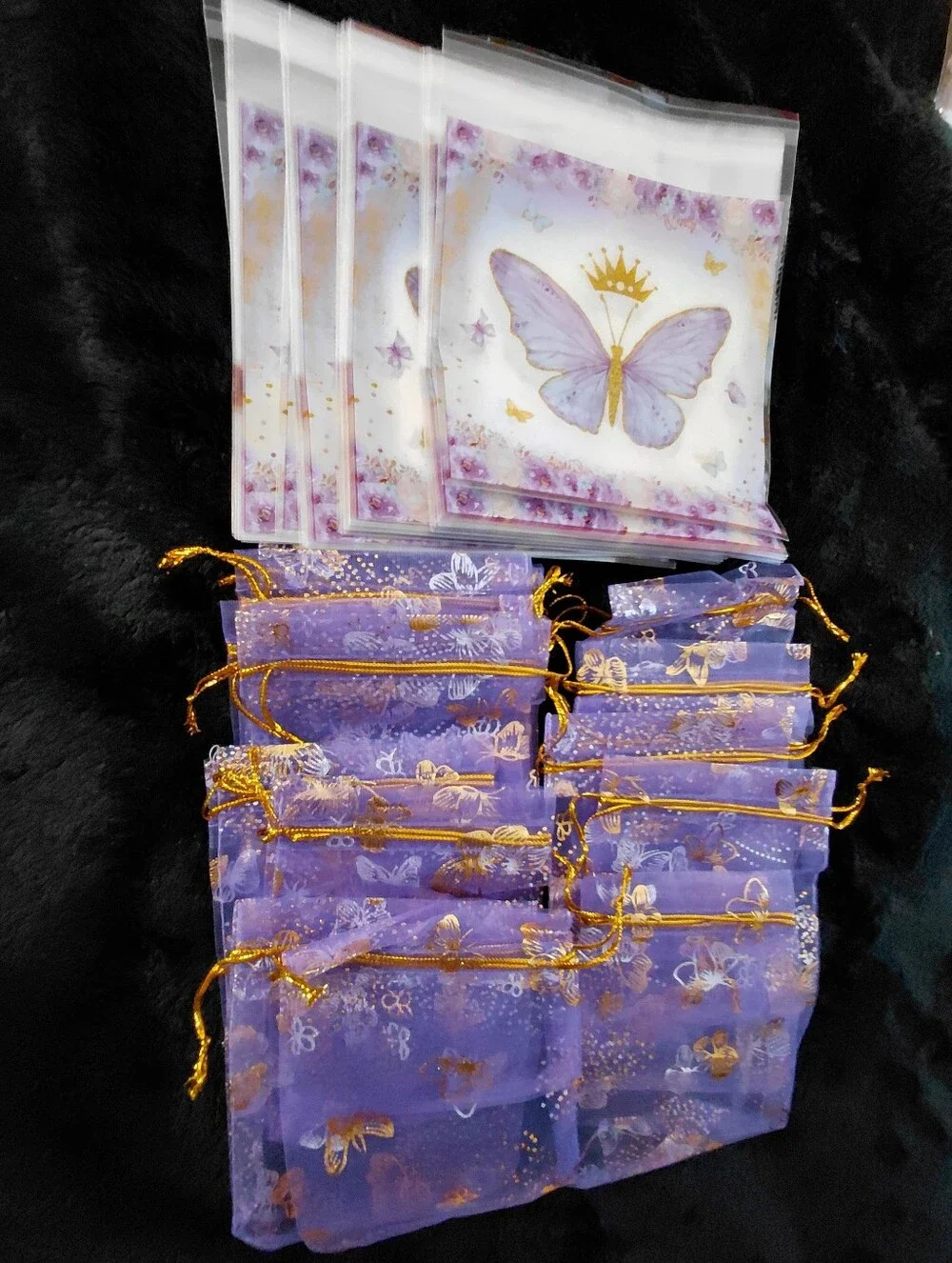20ct. 10pcs 3x5 Purple Organza And 10pcs 5.5x6.5 Purple Butterfly Resealable Bag